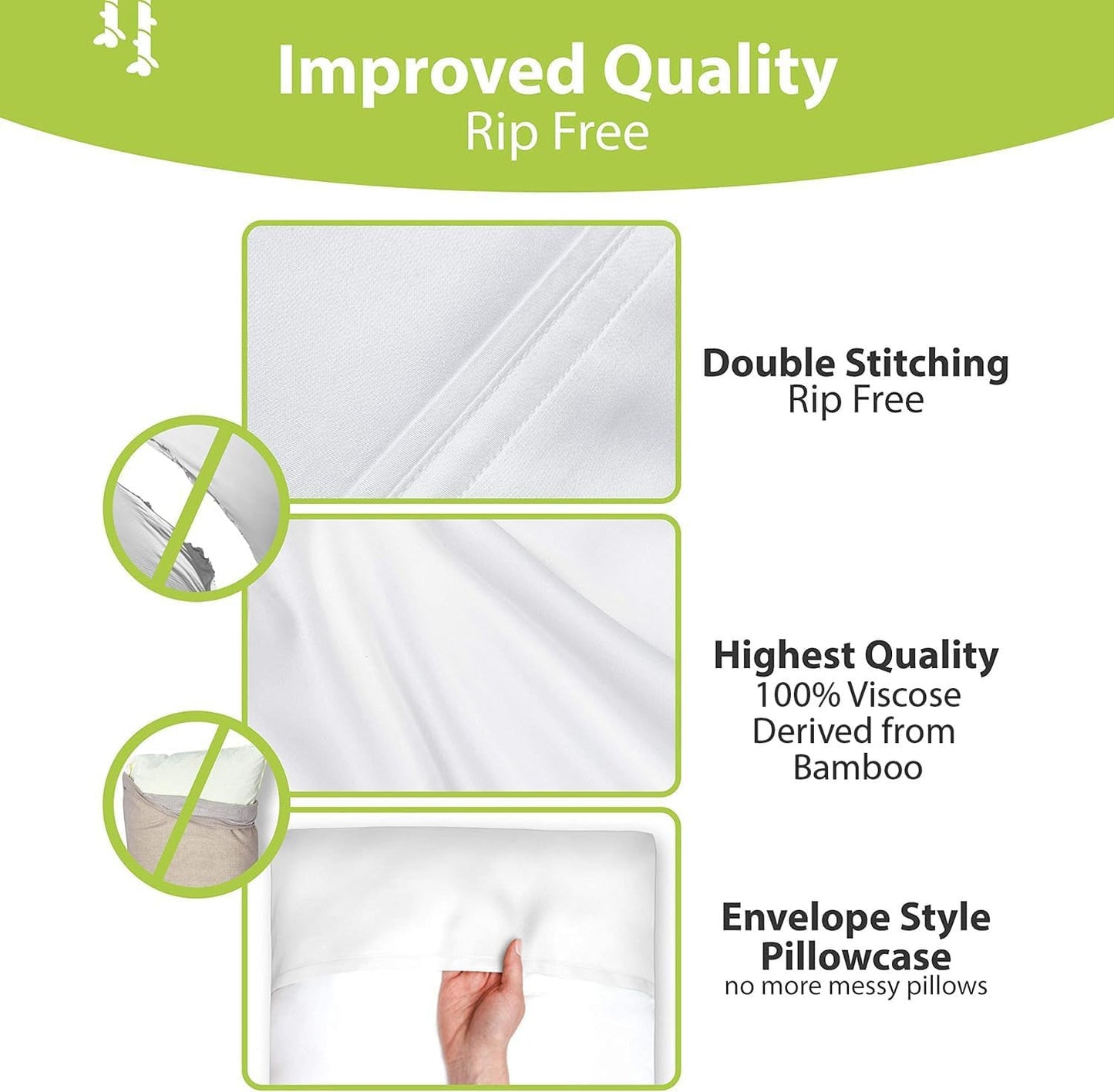 Queen Size Set of 2 Cooling Pillow Cases - 100% Viscose from Bamboo (20x30, White)