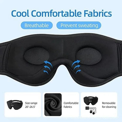 Bluetooth-Enabled 3D Sleep Mask with Integrated Headphones for Wireless Music Experience