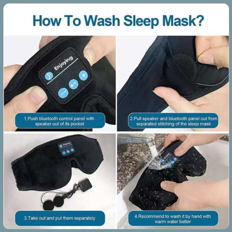 Bluetooth-Enabled 3D Sleep Mask with Integrated Headphones for Wireless Music Experience