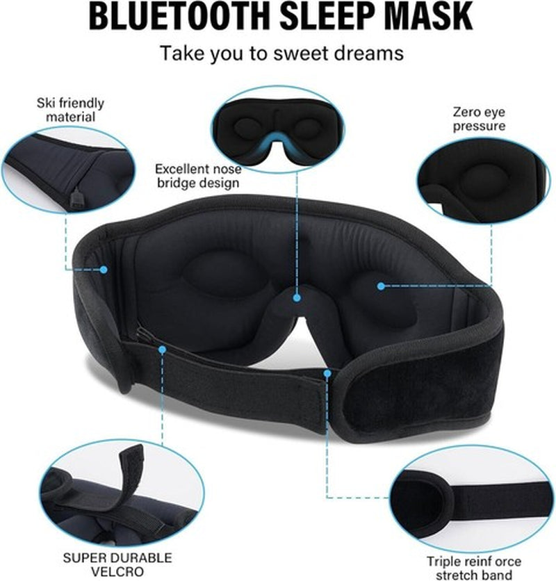 Bluetooth-Enabled 3D Sleep Mask with Integrated Headphones for Wireless Music Experience