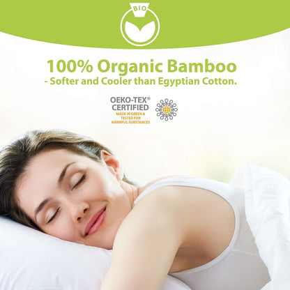 Queen Size Set of 2 Cooling Pillow Cases - 100% Viscose from Bamboo (20x30, White)