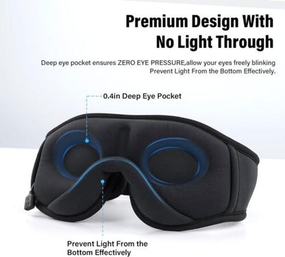 Bluetooth-Enabled 3D Sleep Mask with Integrated Headphones for Wireless Music Experience