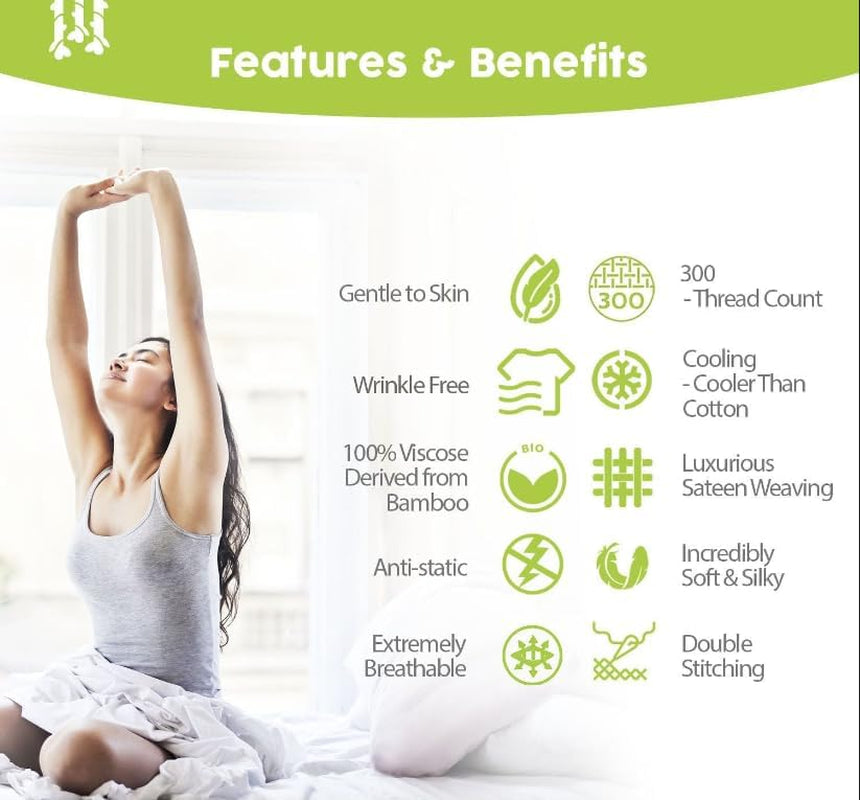 Queen Size Set of 2 Cooling Pillow Cases - 100% Viscose from Bamboo (20x30, White)