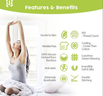 Queen Size Set of 2 Cooling Pillow Cases - 100% Viscose from Bamboo (20x30, White)