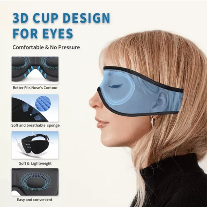 Bluetooth-Enabled 3D Sleep Mask with Integrated Headphones for Wireless Music Experience