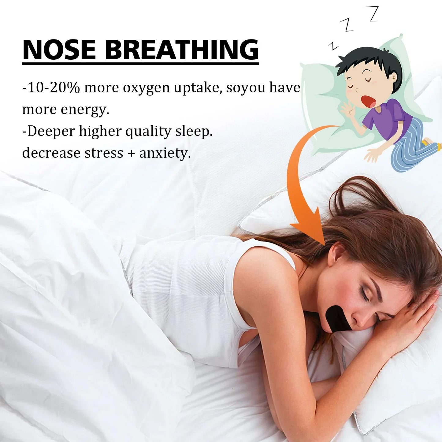 Mouth Tape for Sleep - 30/150 Pcs Anti-Snoring Mouth and Nose Strips for Enhanced Breathing and Improved Sleep Quality